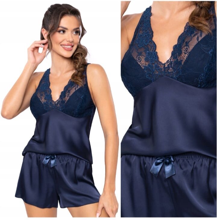 DONNA saténová súprava  MARI 1/2 farba modrá