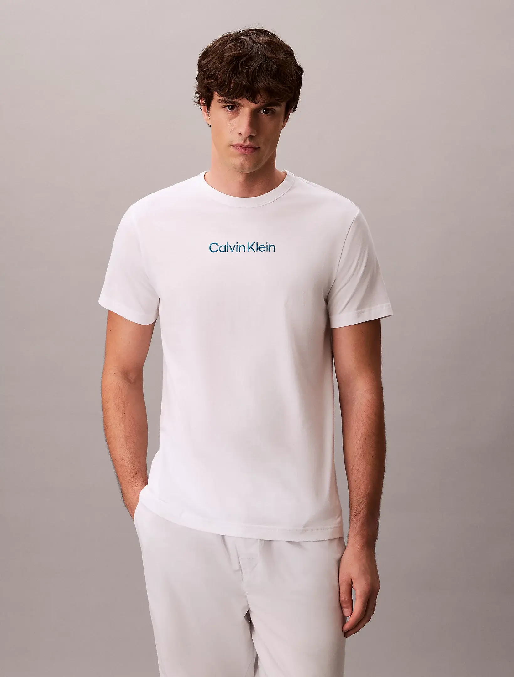 CALVIN KLEIN  pánske tričko NM2748 41G farba biela