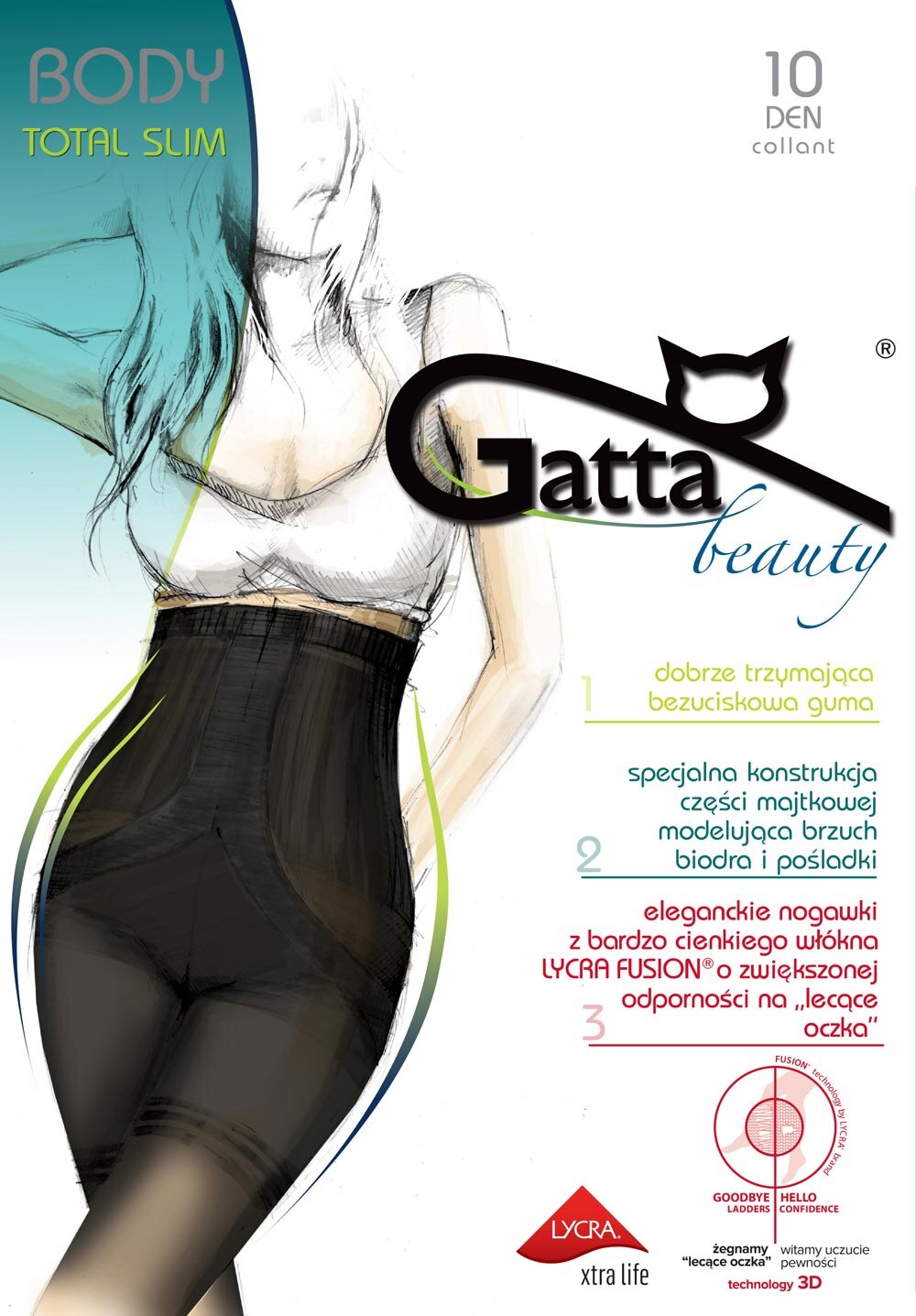 GATTA sťahovacie silonky BODY TOTAL SLIM 10DEN farba čierna