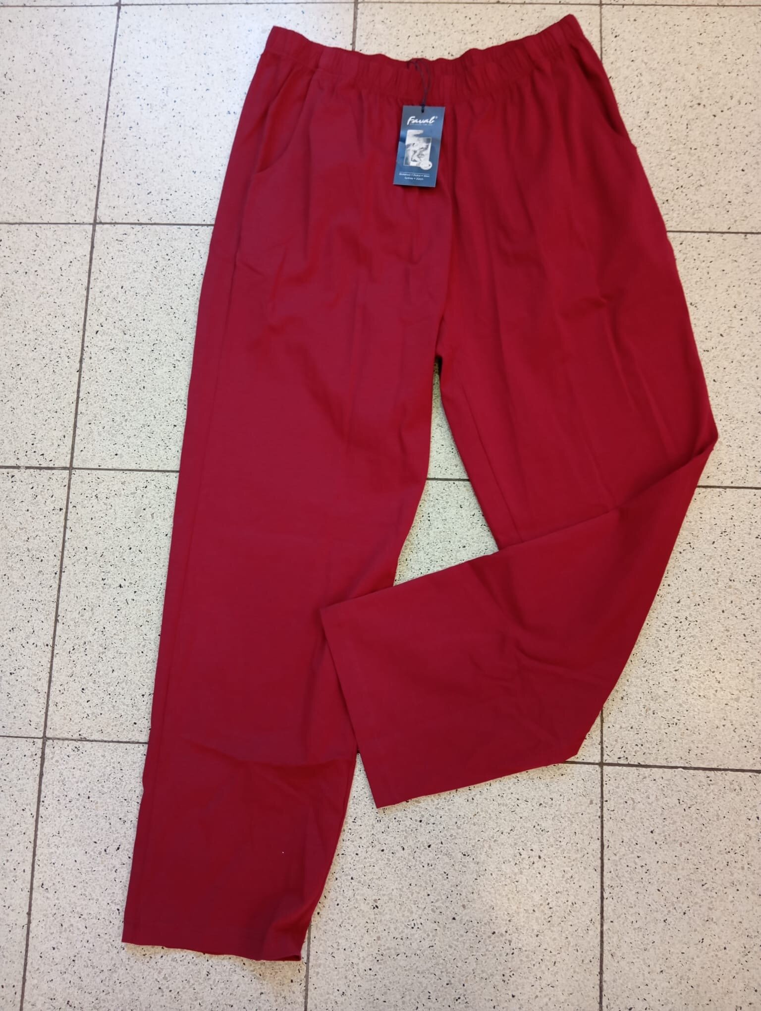 FAVAB pánske dlhé nohavice bez patentu farba burbundy
