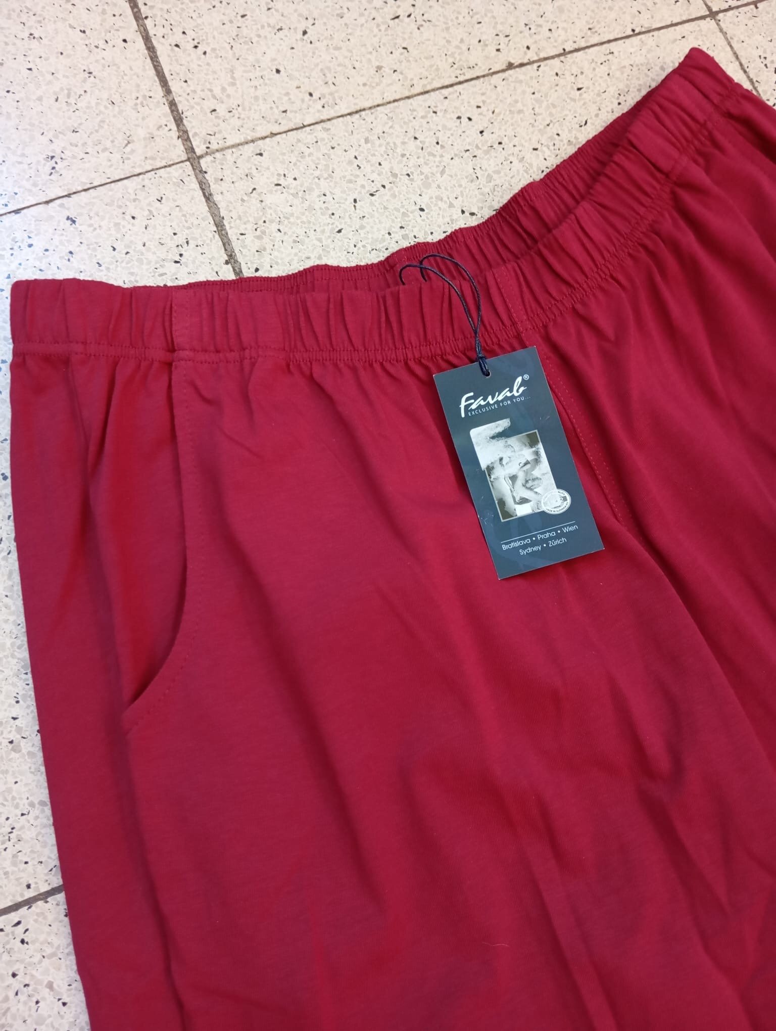 FAVAB pánske dlhé nohavice bez patentu farba burbundy